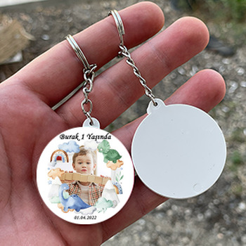 Soft Mavi Dinazorlar Temalı Daire Plastik Anahtarlık