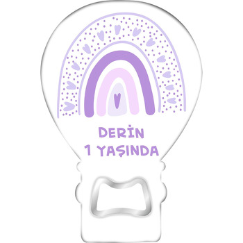 Soft Mor Bebekler ile Kalpli Gökkuşağı Temalı Balon Ahşap Magnet 