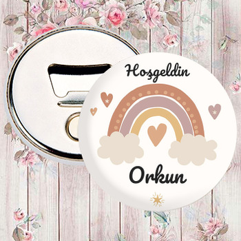 Soft Natural Tonlarda Kalpli Gökkuşağı Temalı Magnet Açacak