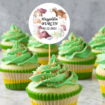 Soft Pembe Dinazorlar Temalı Parti Kürdan Süs