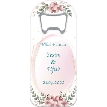 Soft Pembe Elips Çerçeve ile Sarkıt Çiçekler Temalı Uzun Magnet Açacak