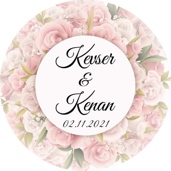 Soft Pembe Güller ile Tomurcuklar Temalı Akrilik Daire Magnet