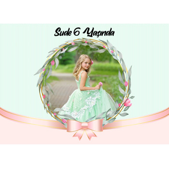 Soft Pembe Kurdele ile Yaprak Çerçeve Temalı Doğum Günü Amerikan Servis