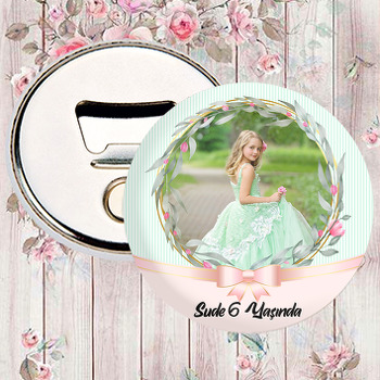 Soft Pembe Kurdele ve Yaprak Çerçeve Temalı Magnet Açacak