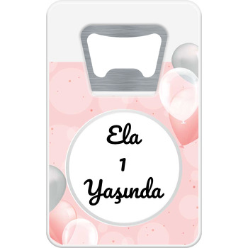 Soft Pembe ve Gümüş Balonlar Temalı Dikdörtgen Magnet Açacak