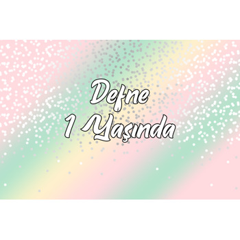 Soft Pembe Yeşil Sarı Ton Temalı Doğum Günü Afiş