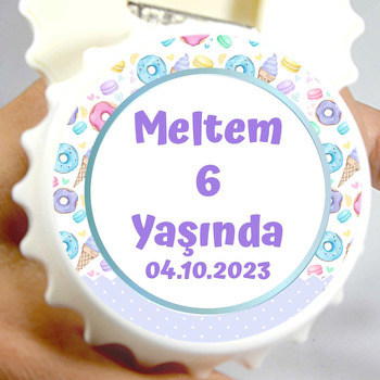 Soft Renklerle Donut Macaron ile Dondurma Temalı Kapak Şekilli Magnet Açacak