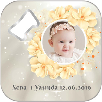Soft Sarı Çiçekler Temalı Kare Magnet Açacak