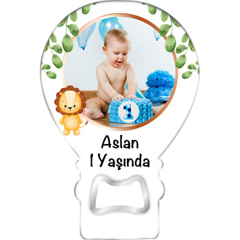 Soft Tonlarda Aslan Temalı Balon Ahşap Magnet 