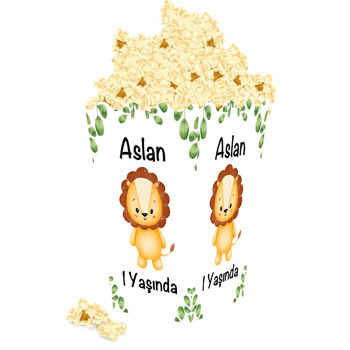 Soft Tonlarda Aslan Temalı Popcorn Kutusu