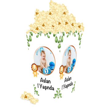Soft Tonlarda Aslan Temalı Popcorn Kutusu