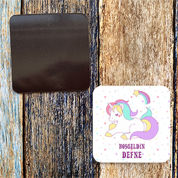 Soft Unicorn ile Yıldızlar Temalı Doğum Günü Magnet