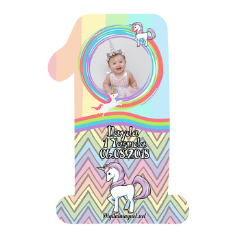 Soft  Unicorn Temalı Doğum Günü Magnet