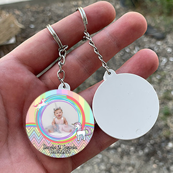 Soft Unicorn Temalı Resimli Daire Plastik Anahtarlık