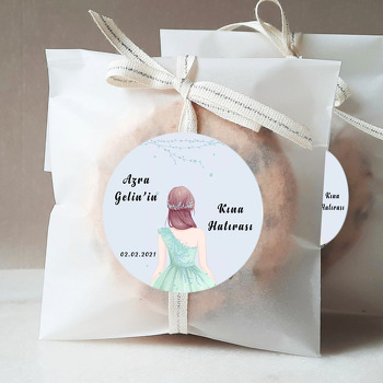 Soft Yeşil Elbiseli Gelin Temalı Kına Hatırası Sticker