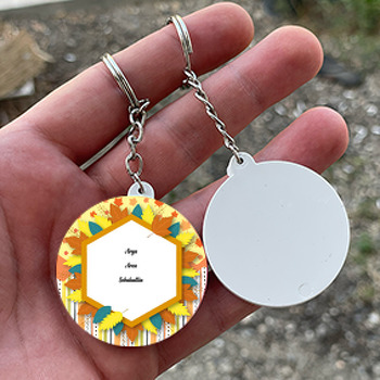 Sonbahar Temalı Daire Plastik Anahtarlık