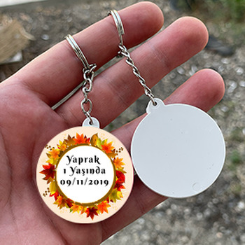 Sonbahar Temalı Daire Plastik Anahtarlık