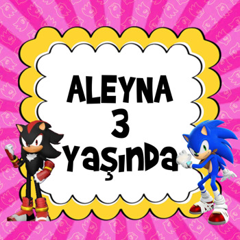 Sonic Boom Pembe Temalı Kare Doğum Günü Parti Afiş