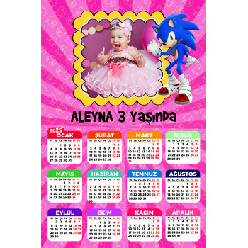 Sonic Boom Pembe Temalı Takvim Magnet