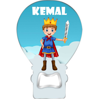 Şovalye ile Bulut Fon Temalı Balon Ahşap Magnet 