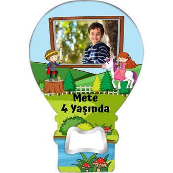 Şovalye ile Prenses Temalı Balon Ahşap Magnet 