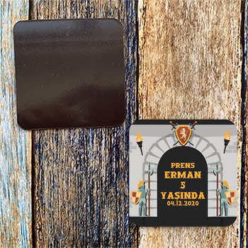 Şovalye Temalı Doğum Günü Kare Magnet
