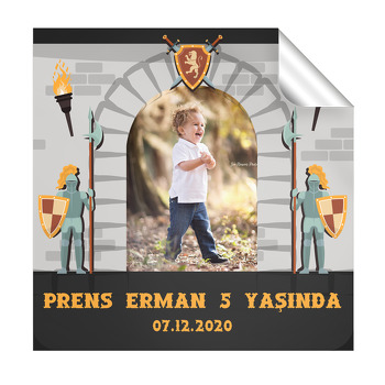 Şovalye Temalı Resimli Kare Etiket