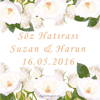 Söz Hatırası Beyaz Gül Temalı   Kare Parti Afiş