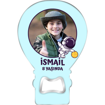 Sporcu Astronot Temalı Balon Ahşap Magnet 