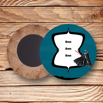 Star Wars Temalı Ahşap Daire Magnet
