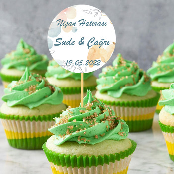 Suluboya Fon ile Çizgisel Yapraklar Temalı Parti Kürdan Süs