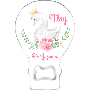 Suluboya Kuğu Temalı Balon Ahşap Magnet 