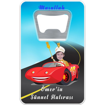 Sünnet Arabalı Sünnet Çocuğu Temalı Dikdörtgen Magnet Açacak