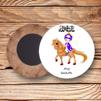 Sünnet Çocuğu ve At Temalı Ahşap Magnet