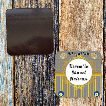 Sünnet Gold Gri Sünnet Temalı Kare Magnet
