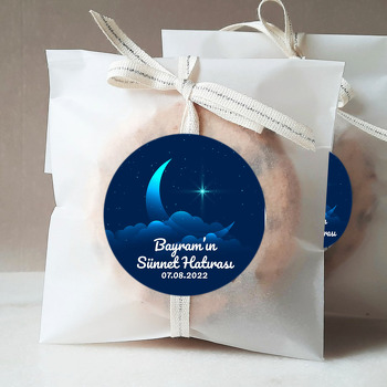 Sünnet Hatırası ile Hilal ve Mavi Yıldız Temalı Sticker
