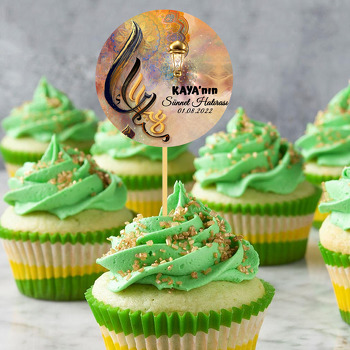 Sünnet ile Renkli Hat Temalı Parti Kürdan Süs