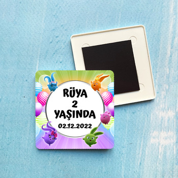 Sunny Bunnies Temalı Plastik Kare Magnet