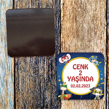 Süper Kahraman Hayvanlar Temalı Doğum Günü Magnet
