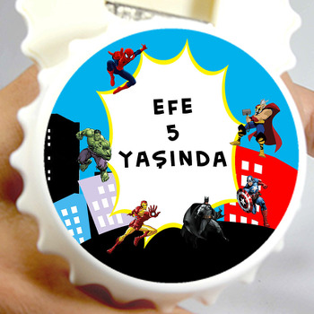 Süper Kahramanlar  Temalı Kapak Şekilli Magnet Açacak