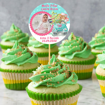 Süslü Arabalı Ayıcık Temalı Resimli Kürdan Süs