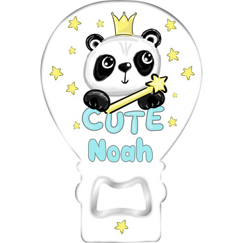 Taç ile Asalı Panda Temalı Balon Ahşap Magnet 