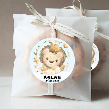 Taçlı Aslan Mavi Fon Temalı Sticker
