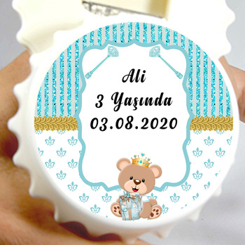 Taçlı Ayı Temalı Kapak Şekilli Magnet Açacak