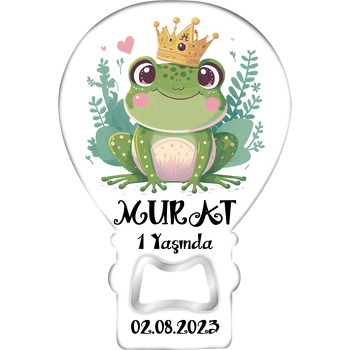 Taçlı Kurbağa Prens Temalı Balon Ahşap Magnet 