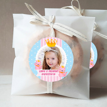 Taçlı Pembe Tilki Temalı Resimli Sticker