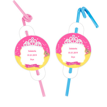 Taçlı Prenses Temalı Pipet ve Kartı 02