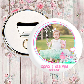 Taçlı Yavru Fil Temalı Resimli Magnet Açacak