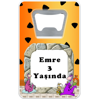 Taş Devri Dino Temalı Dikdörtgen Magnet Açacak