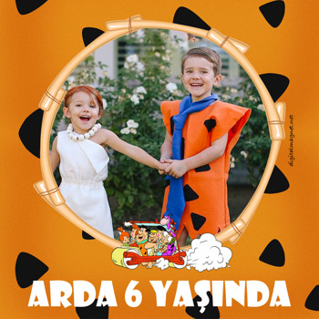 Taş Devri Temalı   Kare Parti Afiş